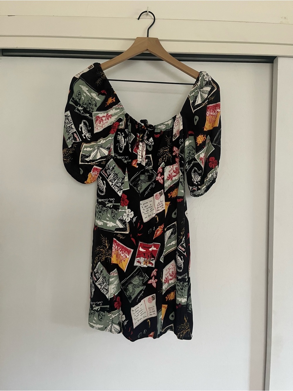 Reformation Sette Mini Dress in Postcards Print